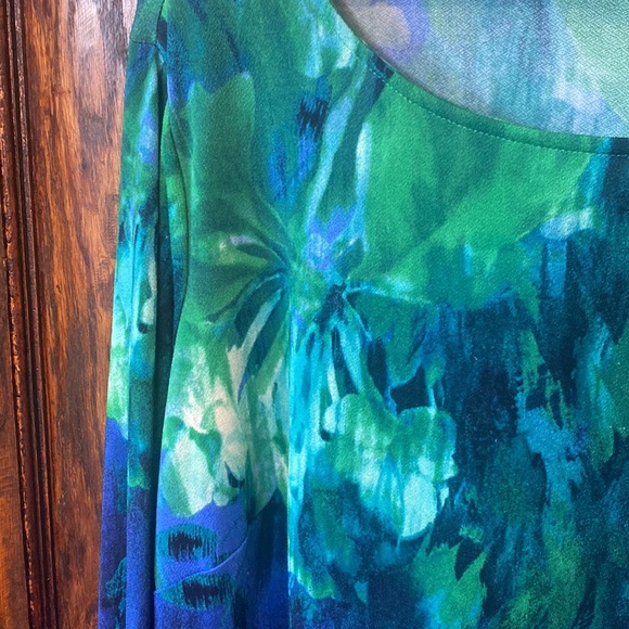 Bob Mackie Wearable Art Blue Green Blouse Woman Size 1X - Picture 2 of 8